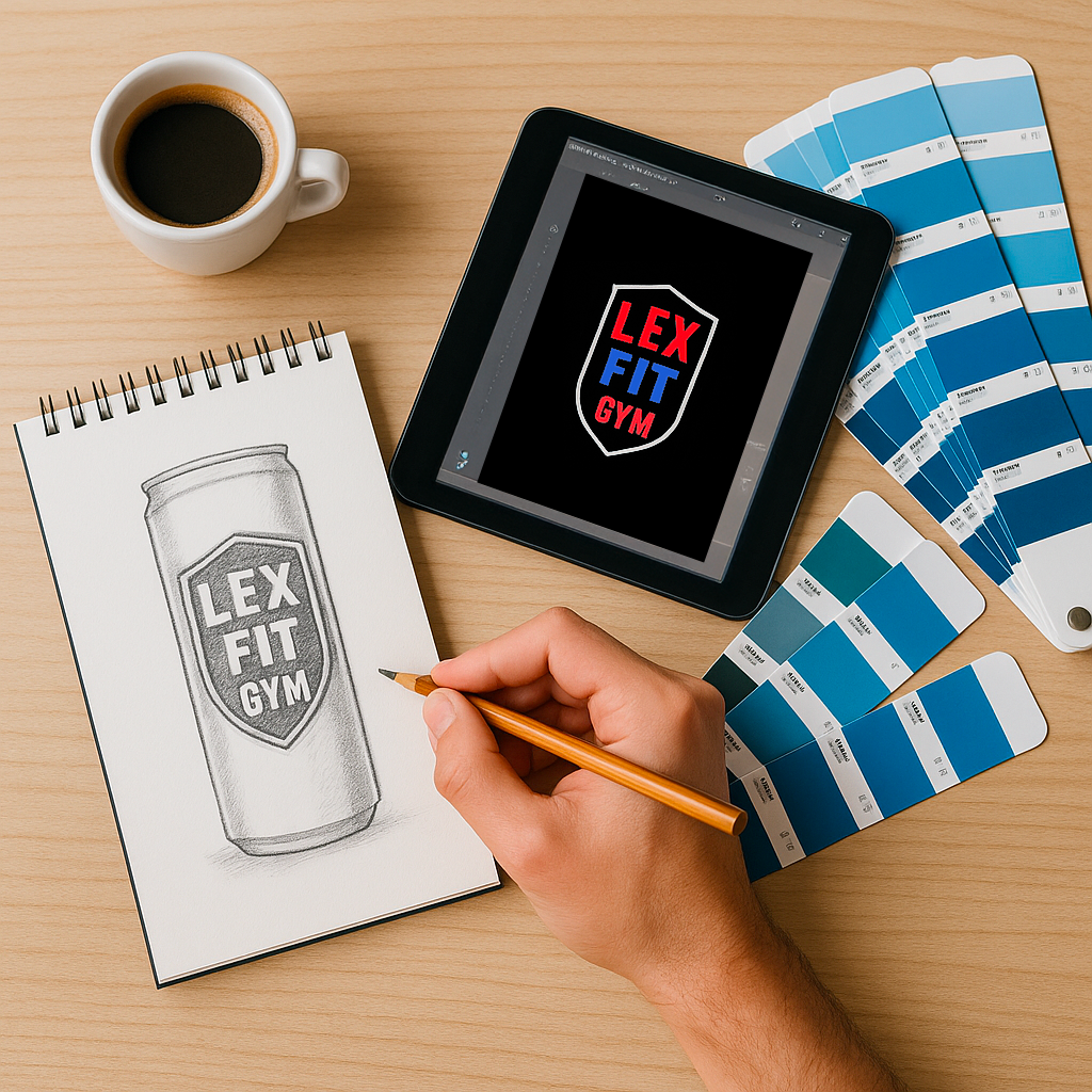 🡺 Creation of a beverage brand identity on a graphic tablet